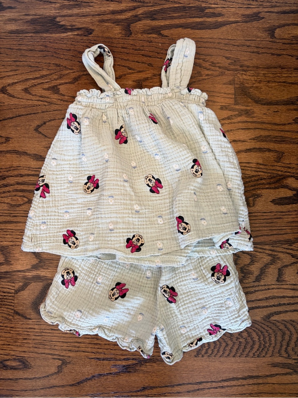 Disney Girls Light Green Minnie Mouse Short Set